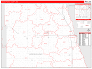 Grand Forks County Wall Map Red Line Style